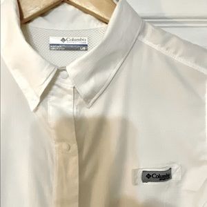 Sleeveless Columbia fishing shirt, white size L